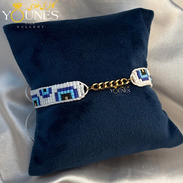 دستبند میوکی سفید آبی کارتیر طلا